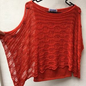 Silky Orange sweater poncho w/ attached under tank